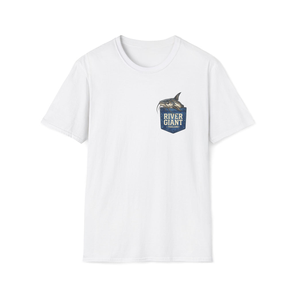 Giant Catfish River Giant Thailand pocket print design — Giant Catfish Pocket T-Shirt in White | River Giants Club