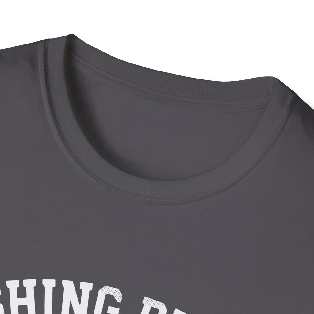 Fishing Buddy funny fishing t-shirt with net and bass — Fishing Buddy Funny Fishing T-Shirt back view in Antique Cherry Red | River Giants Club