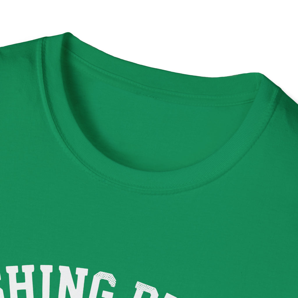 Fishing Buddy funny fishing t-shirt with net and bass — Fishing Buddy Funny Fishing T-Shirt detail view in Military Green | River Giants Club