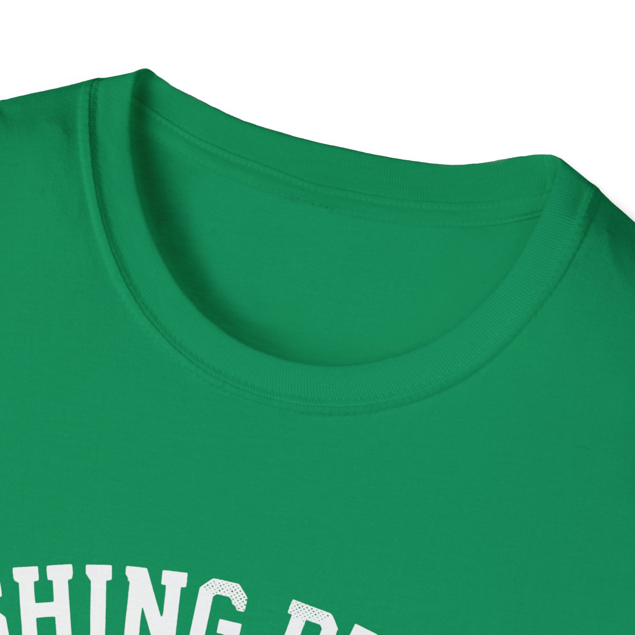 Fishing Buddy funny fishing t-shirt with net and bass — Fishing Buddy Funny Fishing T-Shirt detail view in Military Green | River Giants Club