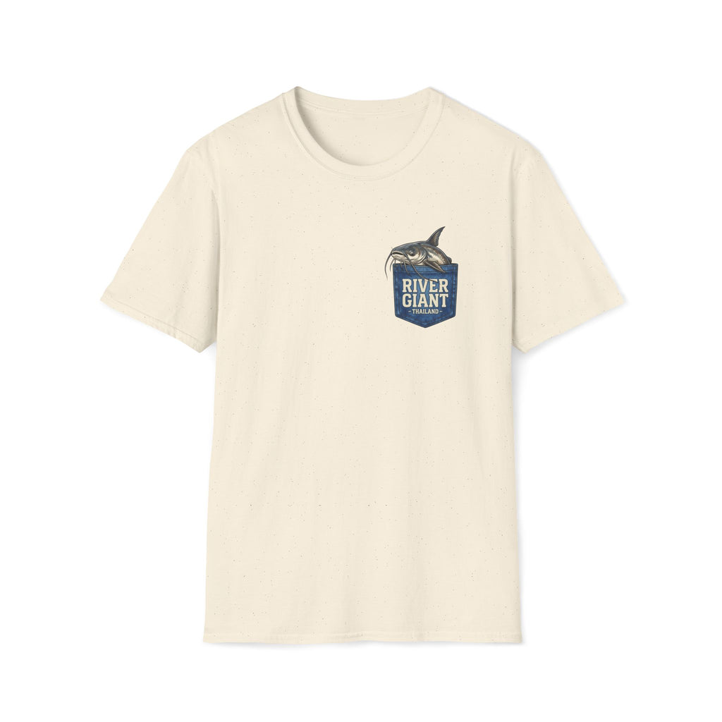 Giant Catfish River Giant Thailand pocket print design — Giant Catfish Pocket T-Shirt in Ice Grey | River Giants Club