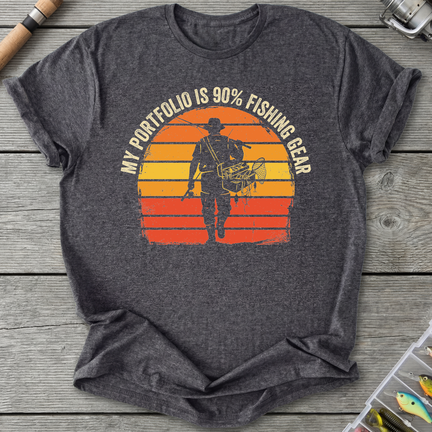 90 Percent Fishing Gear T-Shirt in Dark Heather Grey | River Giants Club