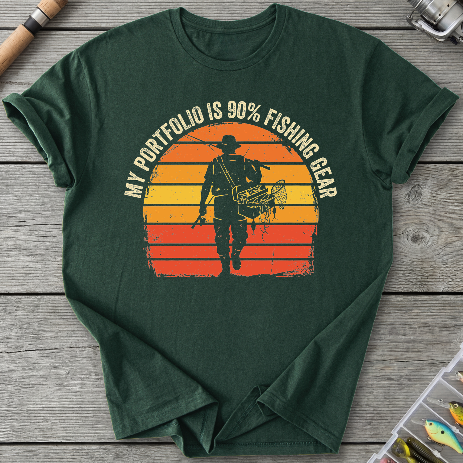 90 Percent Fishing Gear T-Shirt in Forest Green | River Giants Club