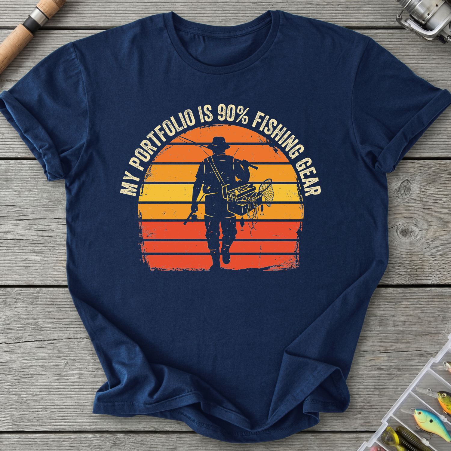 90 Percent Fishing Gear T-Shirt in Navy | River Giants Club