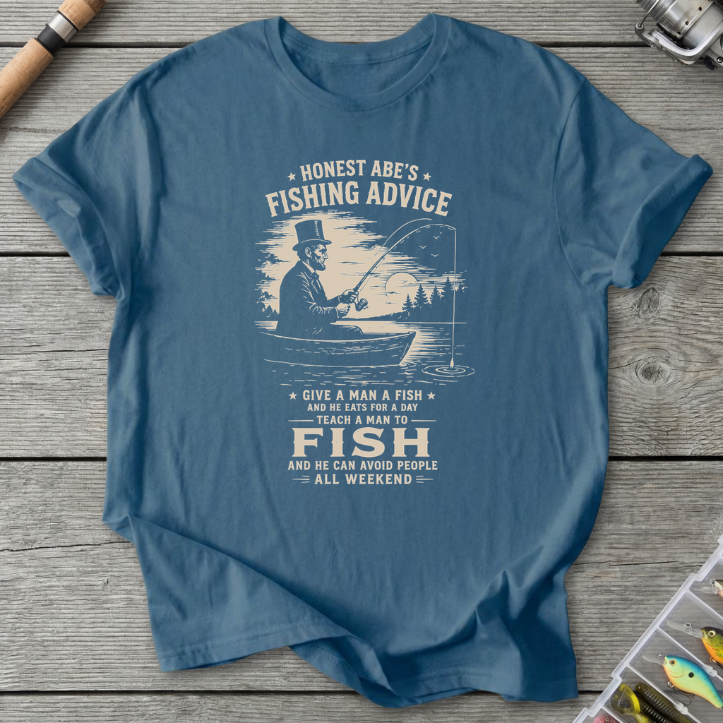 Abe Lincoln Fishing Advice T-Shirt in Indigo Blue | River Giants Club