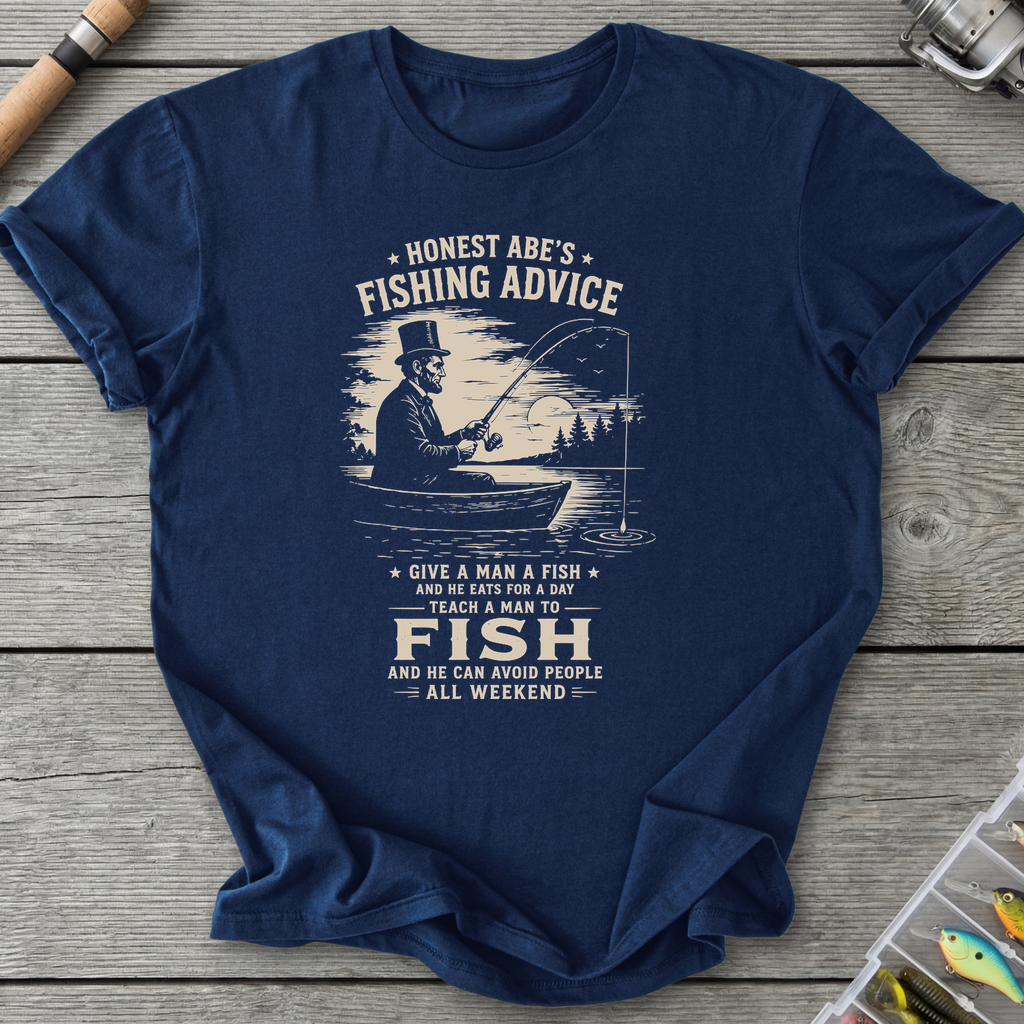 Abe Lincoln Fishing Advice T-Shirt in Navy | River Giants Club