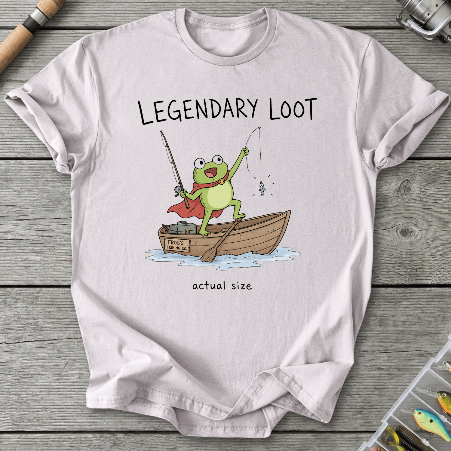 Actual Size Fishing T-Shirt in Ice Grey | River Giants Club