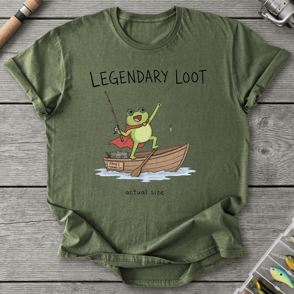 Actual Size Fishing T-Shirt in Military Green | River Giants Club