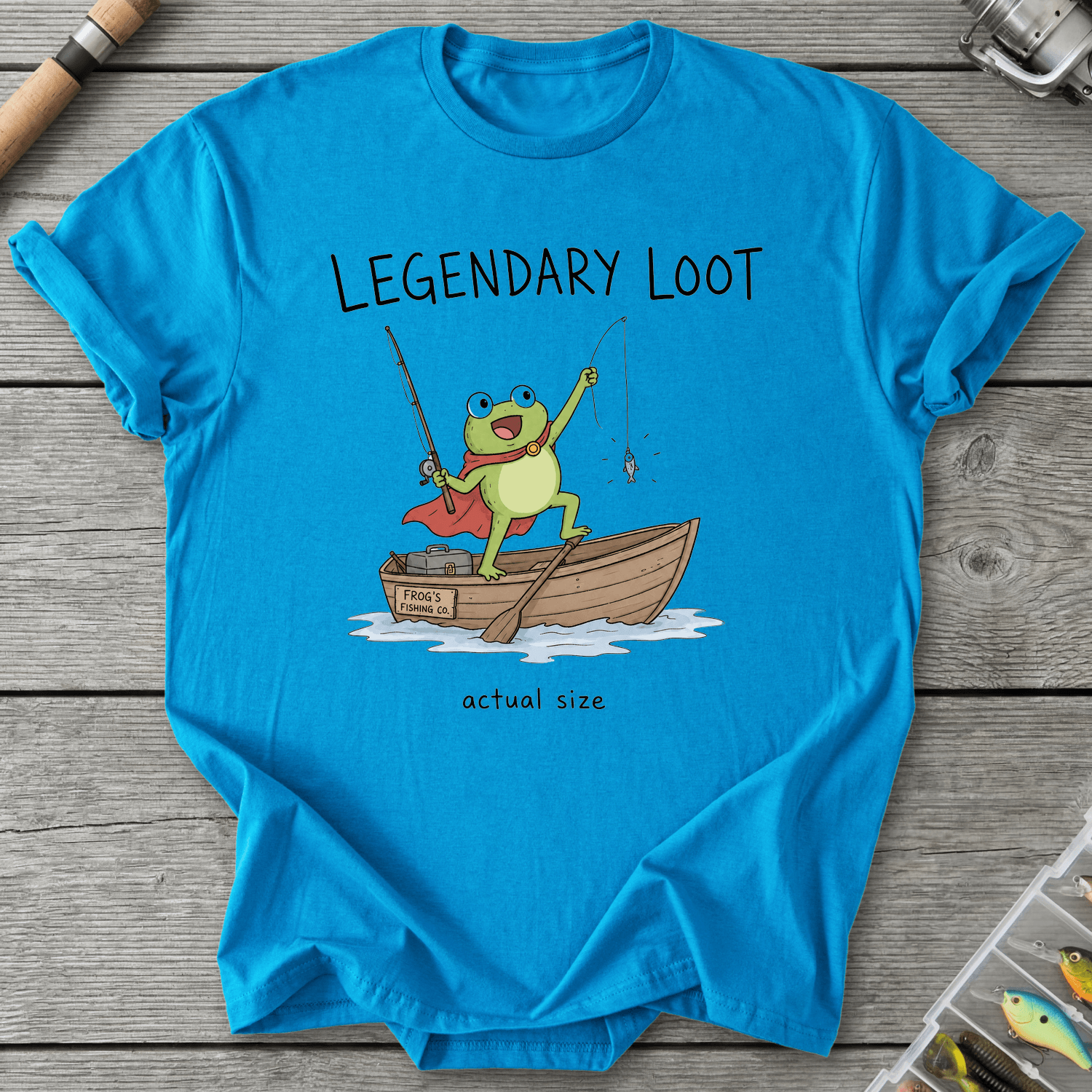 Actual Size Fishing T-Shirt in Sapphire | River Giants Club
