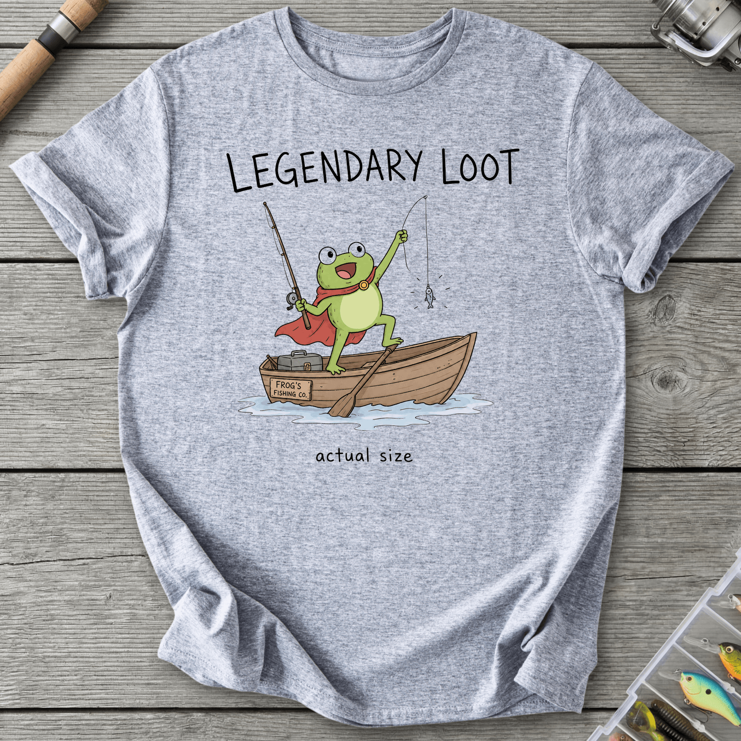 Actual Size Fishing T-Shirt in Sport Grey | River Giants Club
