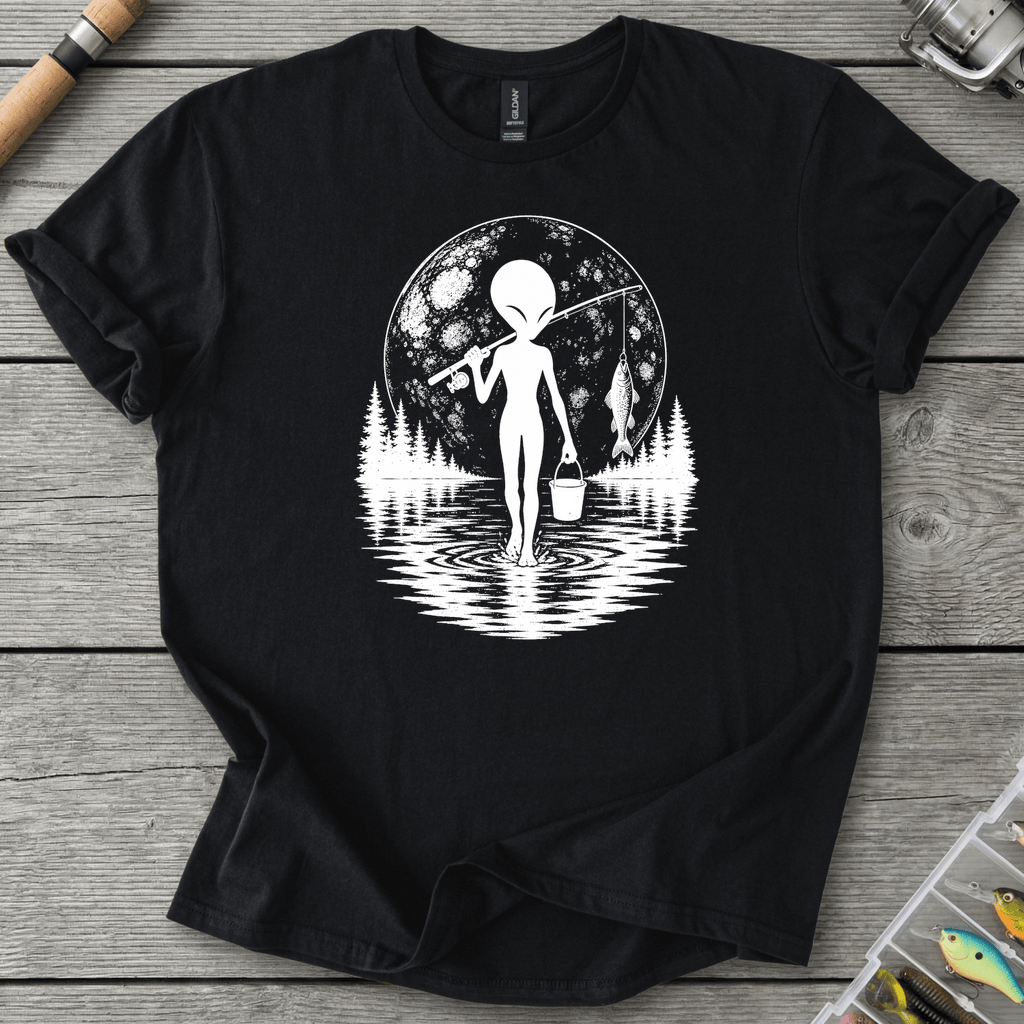 Alien Go Fishing T-Shirt in Black | River Giants Club