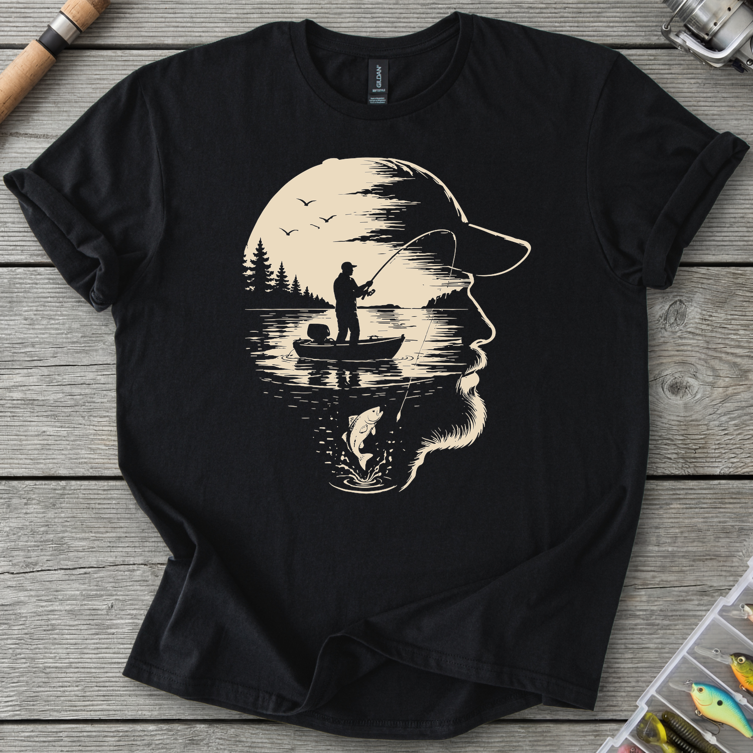Always On My Mind Fishing T-Shirt in Black | River Giants Club