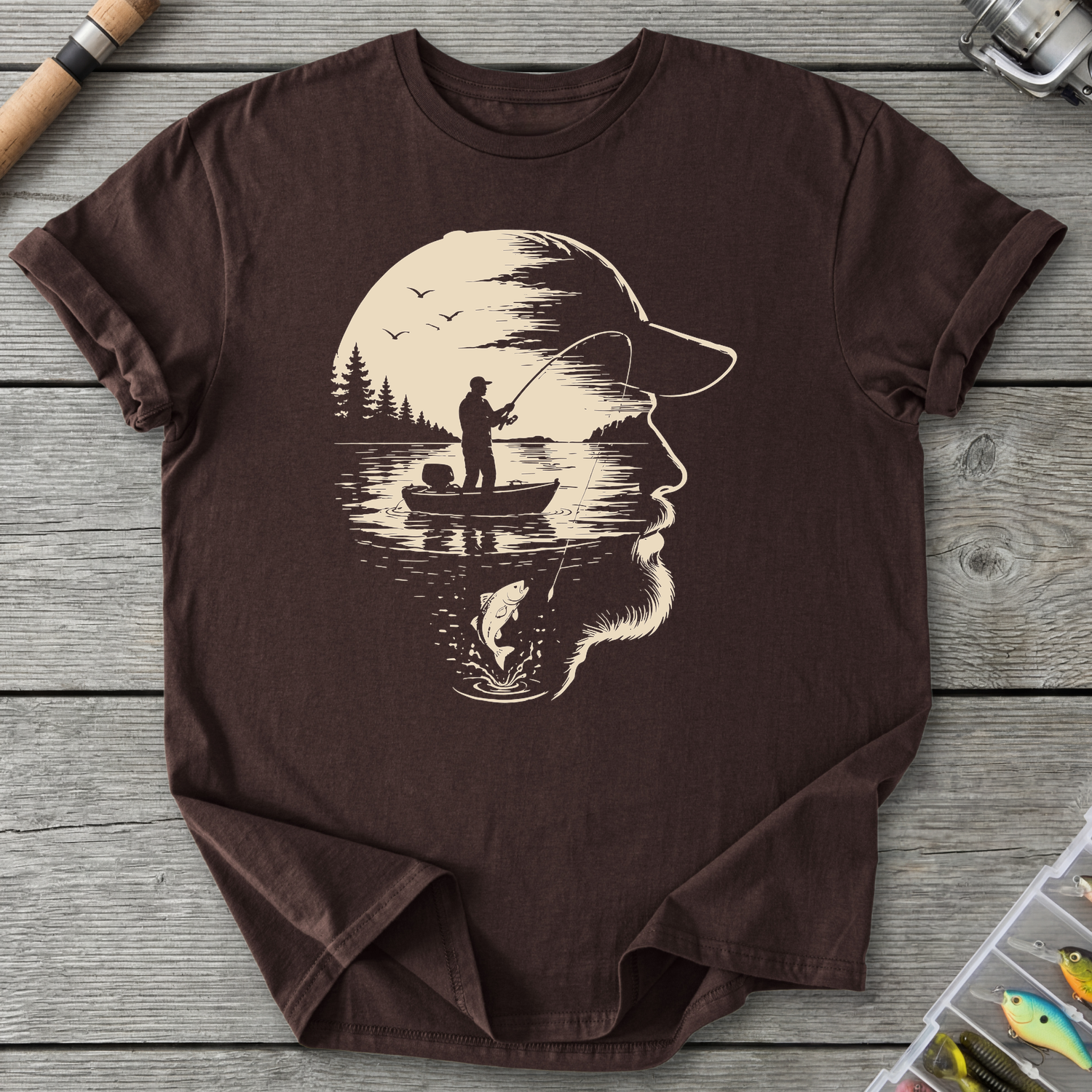 Always On My Mind Fishing T-Shirt in Dark Chocolate | River Giants Club