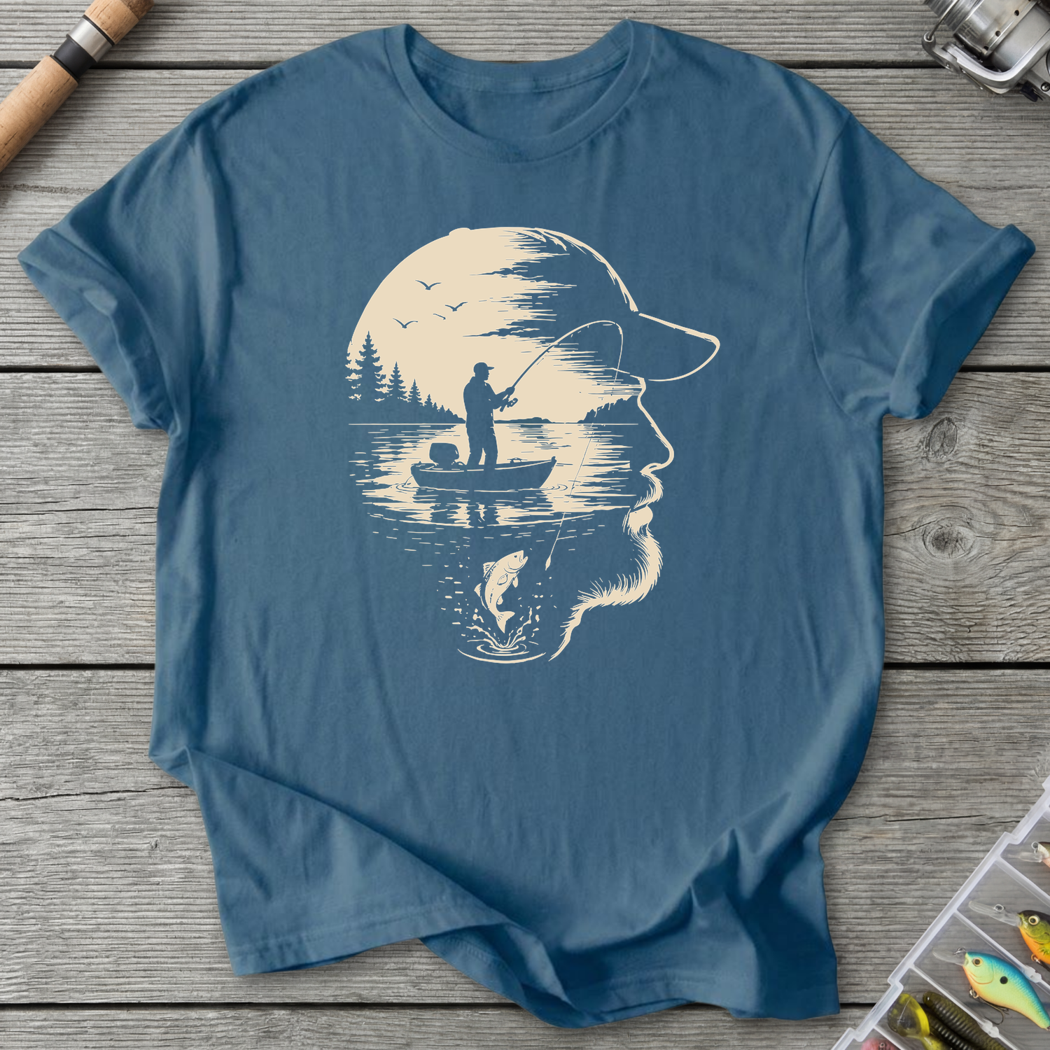 Always On My Mind Fishing T-Shirt in Indigo Blue | River Giants Club