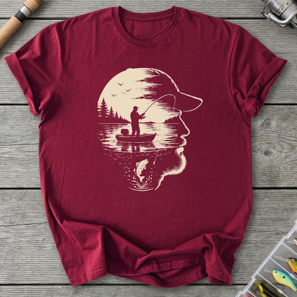 Always On My Mind Fishing T-Shirt in Maroon | River Giants Club