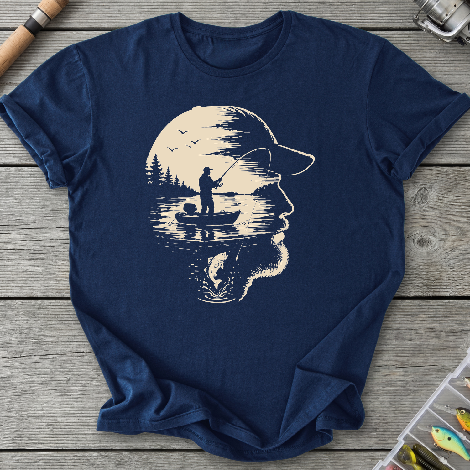 Always On My Mind Fishing T-Shirt in Navy | River Giants Club