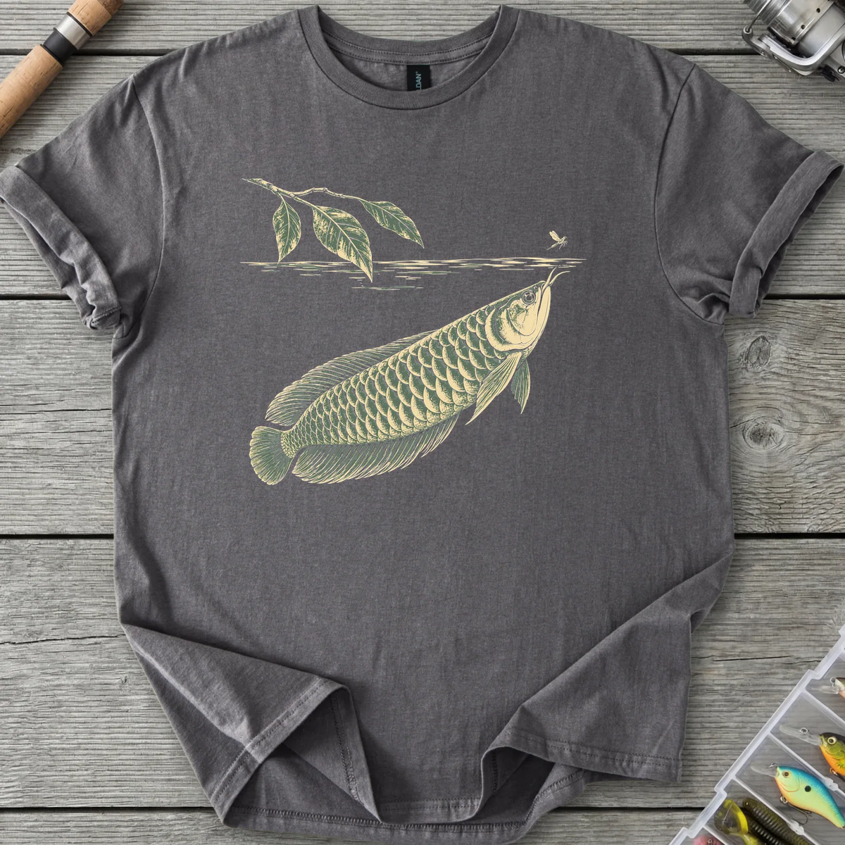 Amazon Arowana on the Rise T-Shirt in Charcoal | River Giants Club