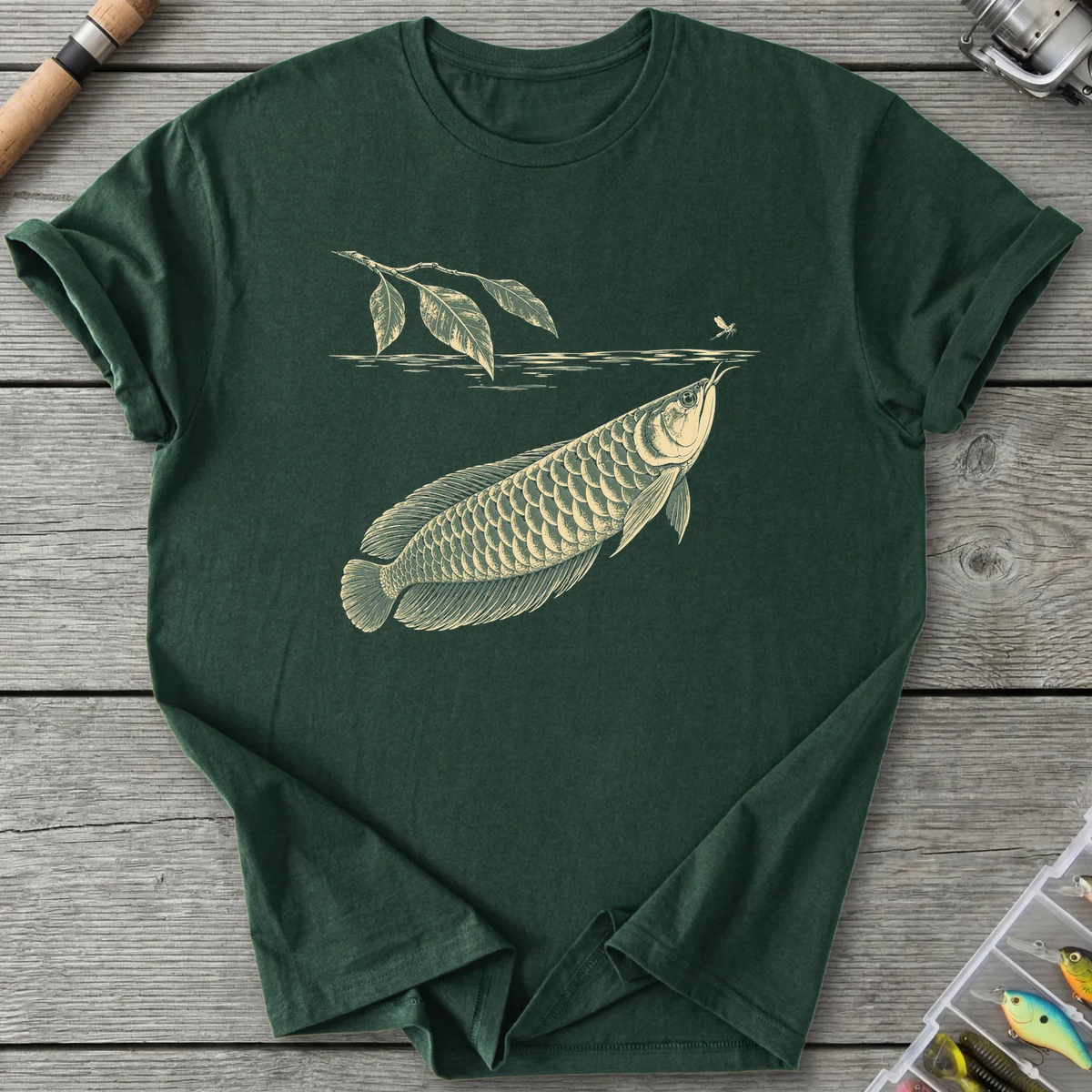 Amazon Arowana on the Rise T-Shirt in Forest Green | River Giants Club