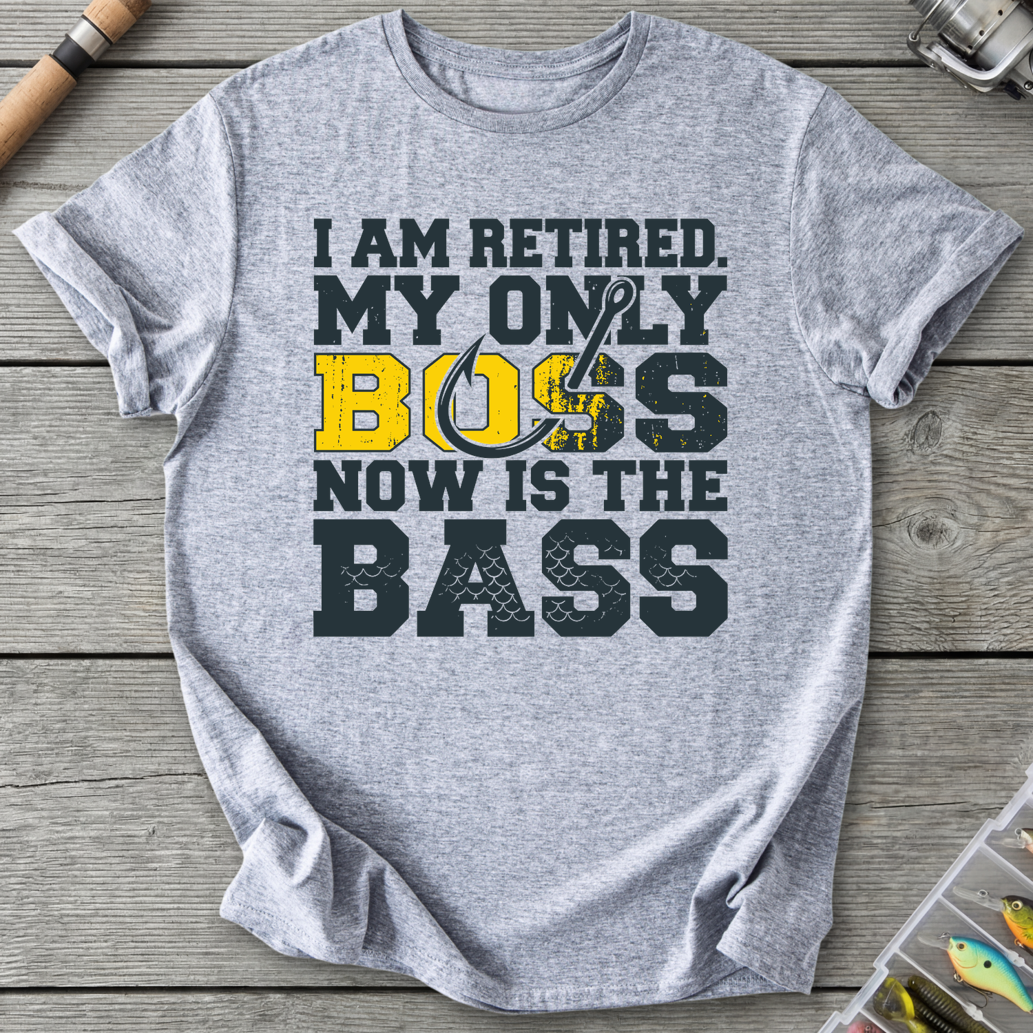 Bass Boss Fisherman T-Shirt in Sport Grey | River Giants Club