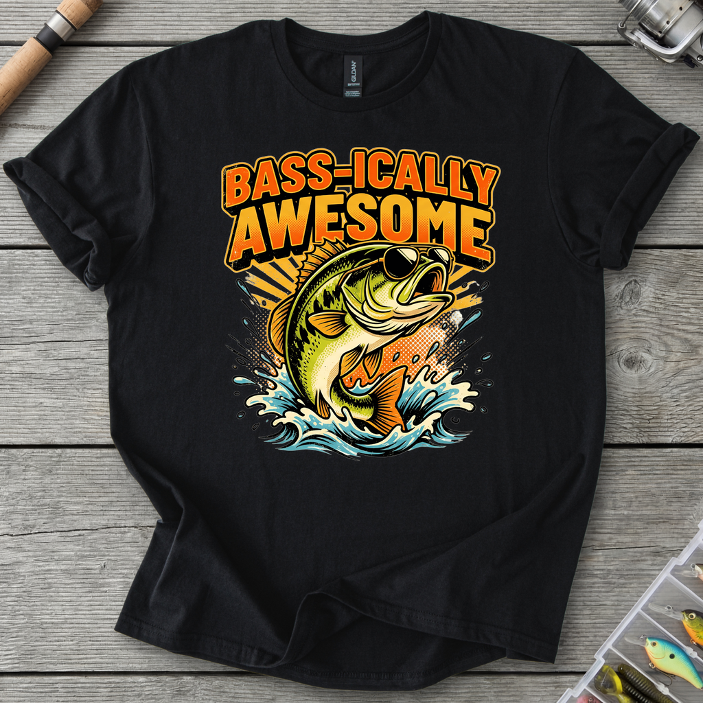 Bass-ically Awesome T-Shirt in Black | River Giants Club