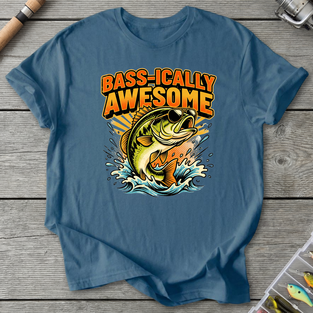 Bass-ically Awesome T-Shirt in Indigo Blue | River Giants Club