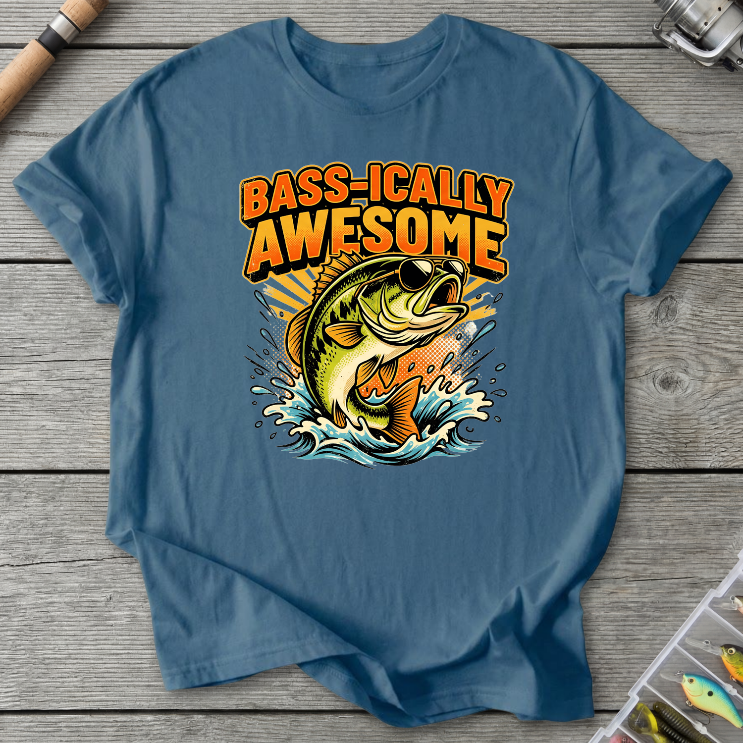 Bass-ically Awesome T-Shirt in Indigo Blue | River Giants Club