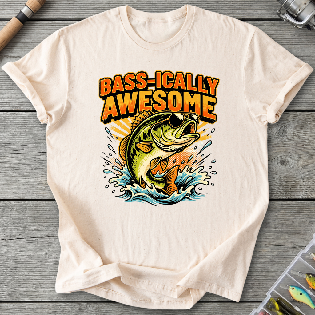 Bass-ically Awesome T-Shirt in Natural | River Giants Club