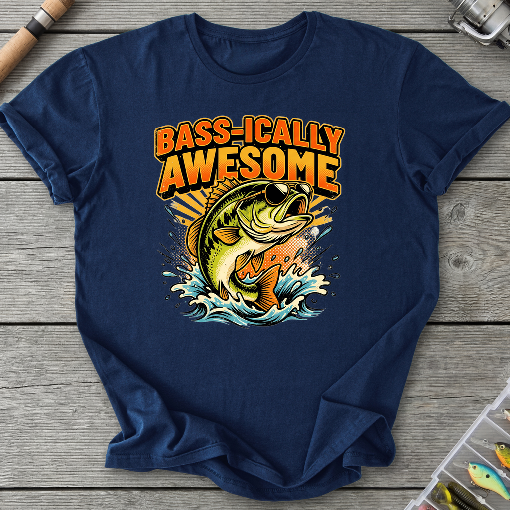 Bass-ically Awesome T-Shirt in Navy | River Giants Club