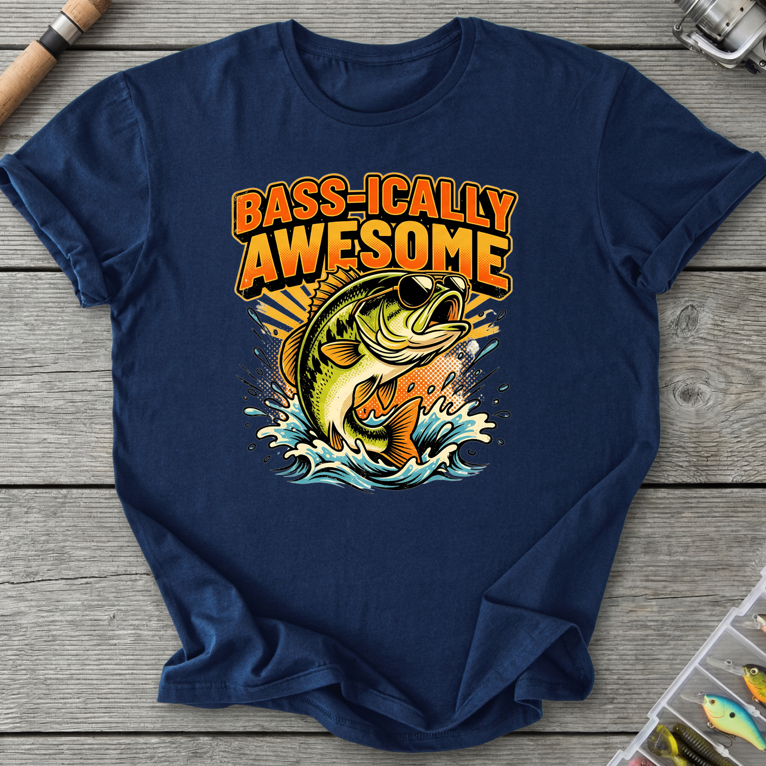 Bass-ically Awesome T-Shirt in Navy | River Giants Club