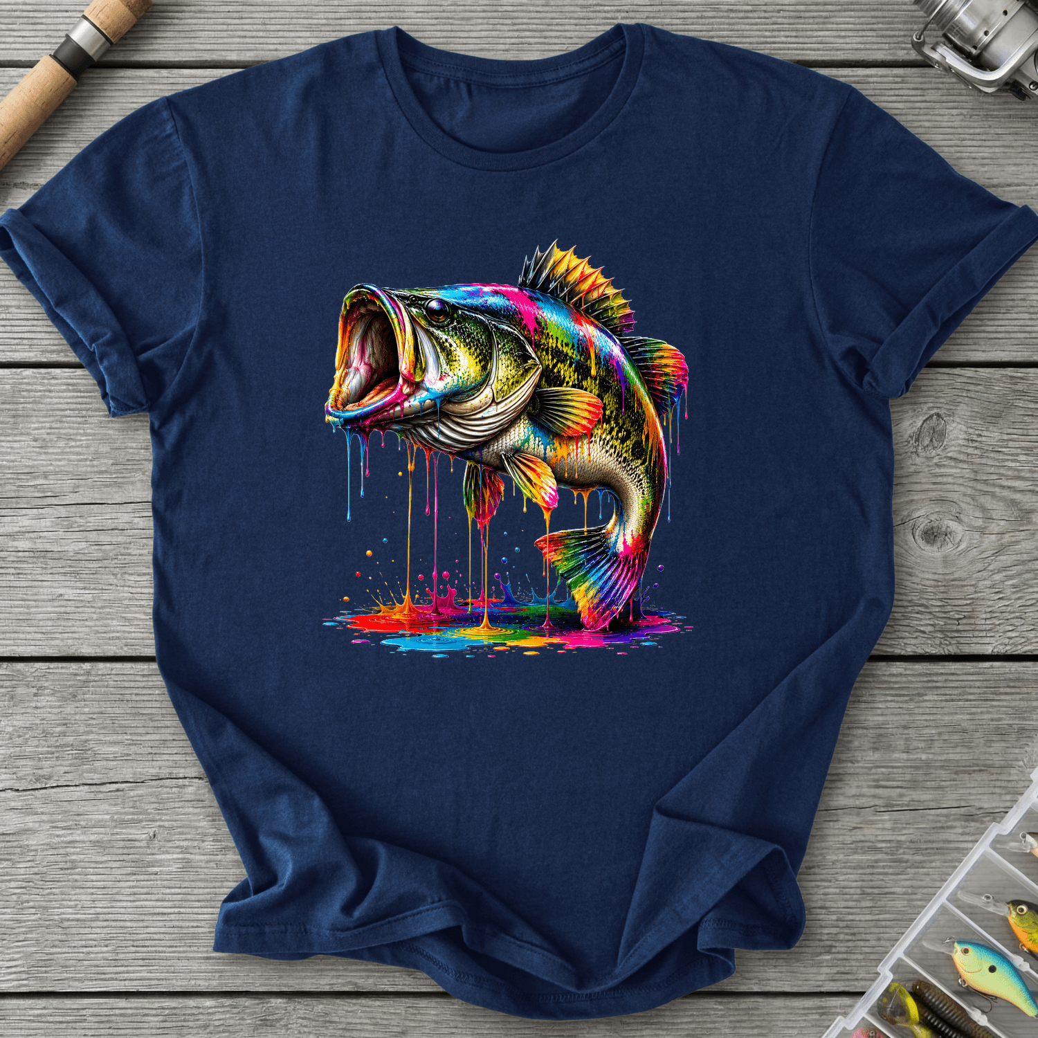 Bass Ink Drip T-Shirt in Navy | River Giants Club