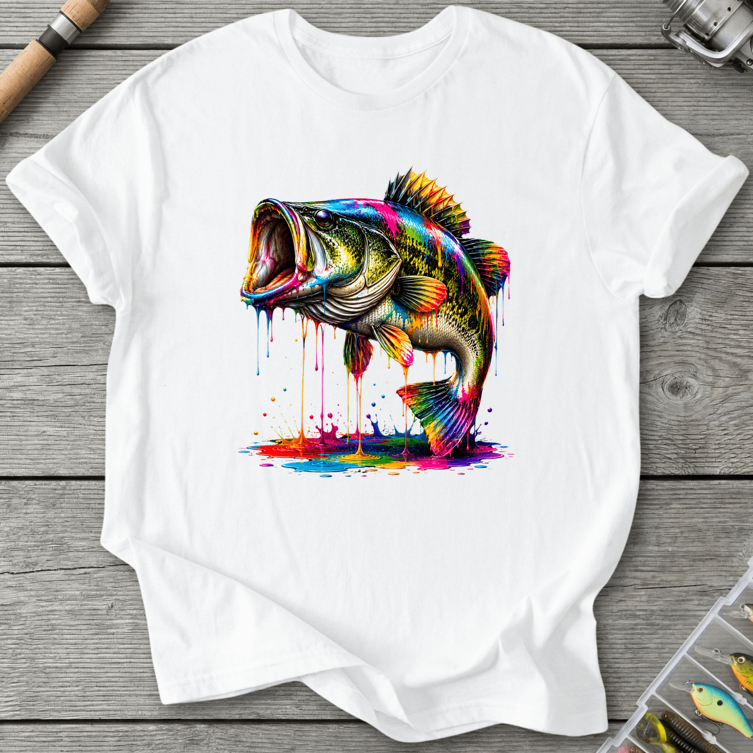 Bass Ink Drip T-Shirt in White | River Giants Club