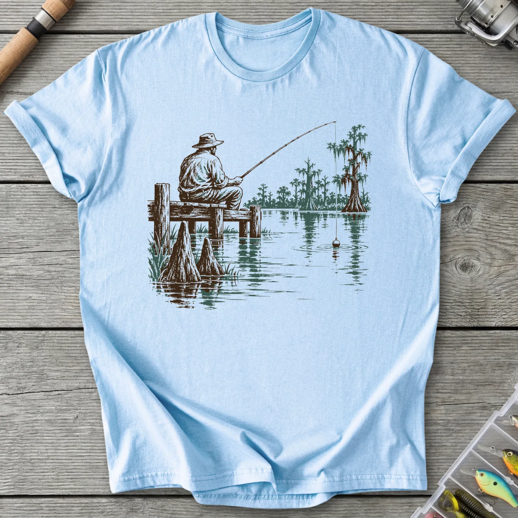 Bayou Dockside Fishing T-Shirt in Light Blue | River Giants Club
