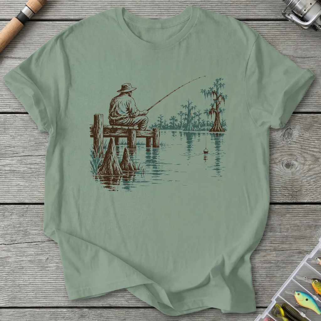 Bayou Dockside Fishing T-Shirt in Sage | River Giants Club