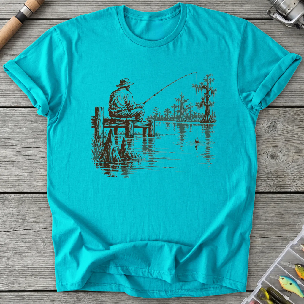 Bayou Dockside Fishing T-Shirt in Tropical Blue | River Giants Club