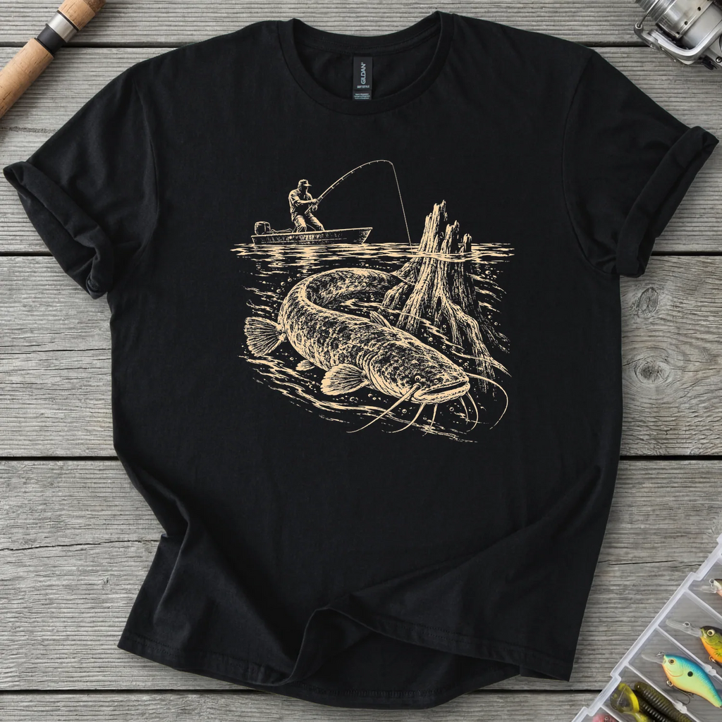 Bayou Flathead Fishing T-Shirt in Black | River Giants Club