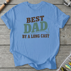 Best Dad By A Long Cast T-Shirt in Carolina Blue | River Giants Club