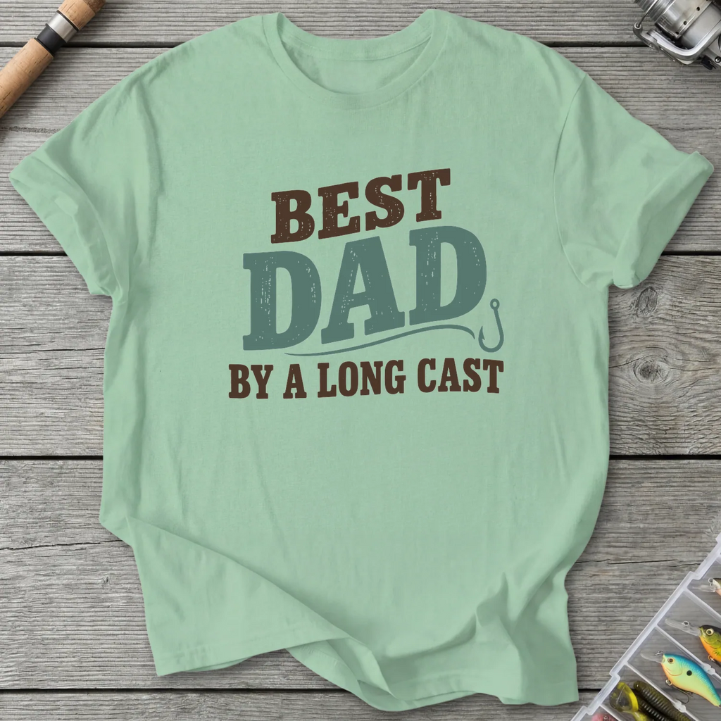 Best Dad By A Long Cast T-Shirt in Mint Green | River Giants Club