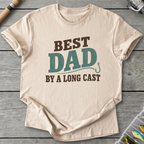 Best Dad By A Long Cast T-Shirt in Sand | River Giants Club
