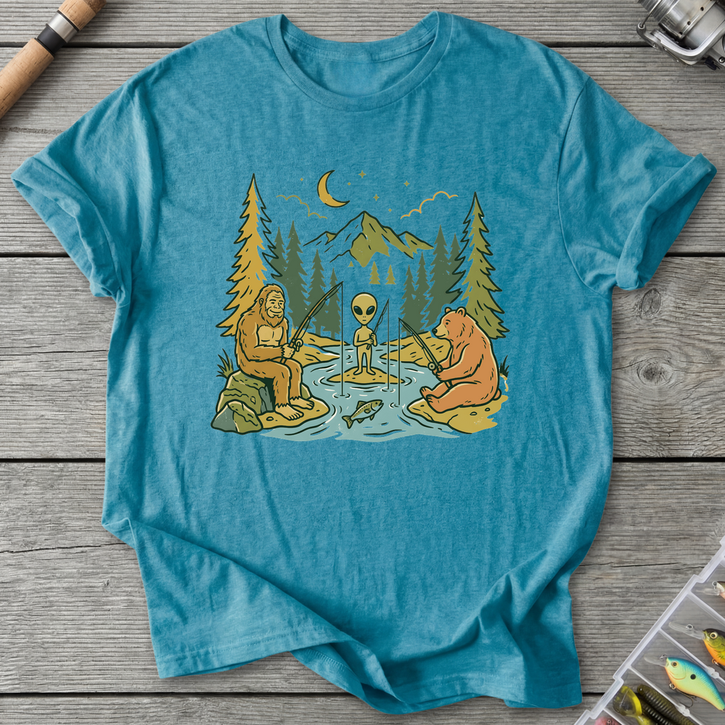 Best Friends Fishing T-Shirt in Heather Galapagos Blue | River Giants Club