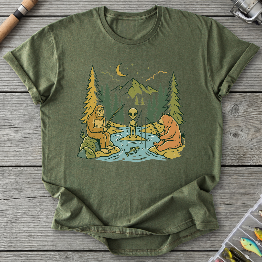 Best Friends Fishing T-Shirt in Military Green | River Giants Club