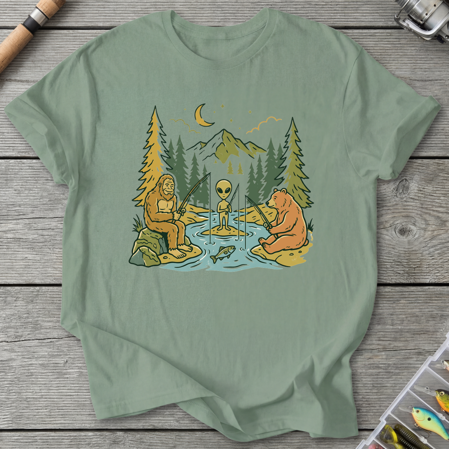 Best Friends Fishing T-Shirt in Sage | River Giants Club