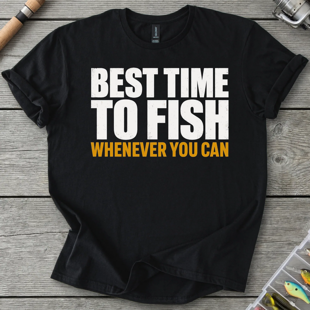 Best Time To Fish T-Shirt in Black | River Giants Club