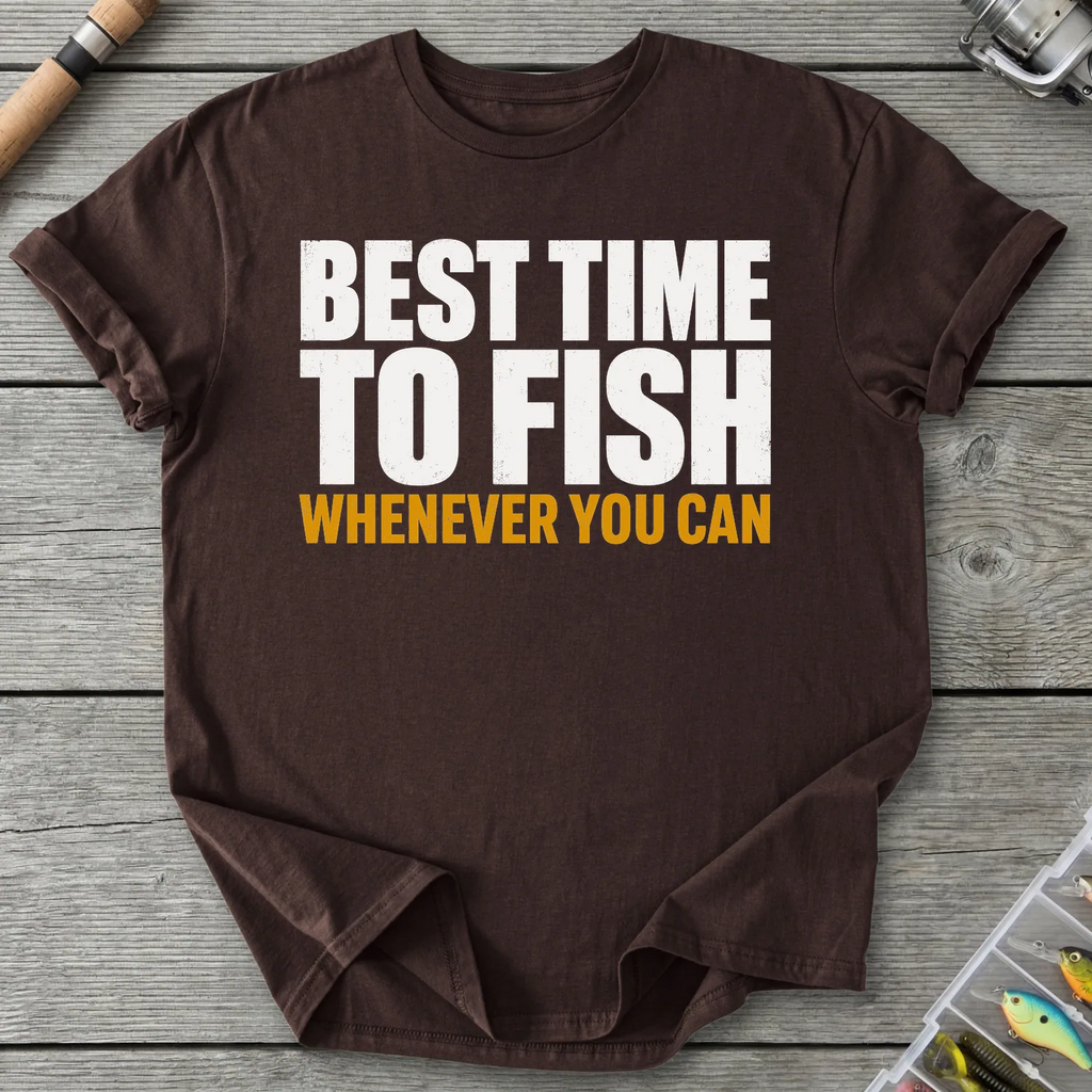 Best Time To Fish T-Shirt in Dark Chocolate | River Giants Club