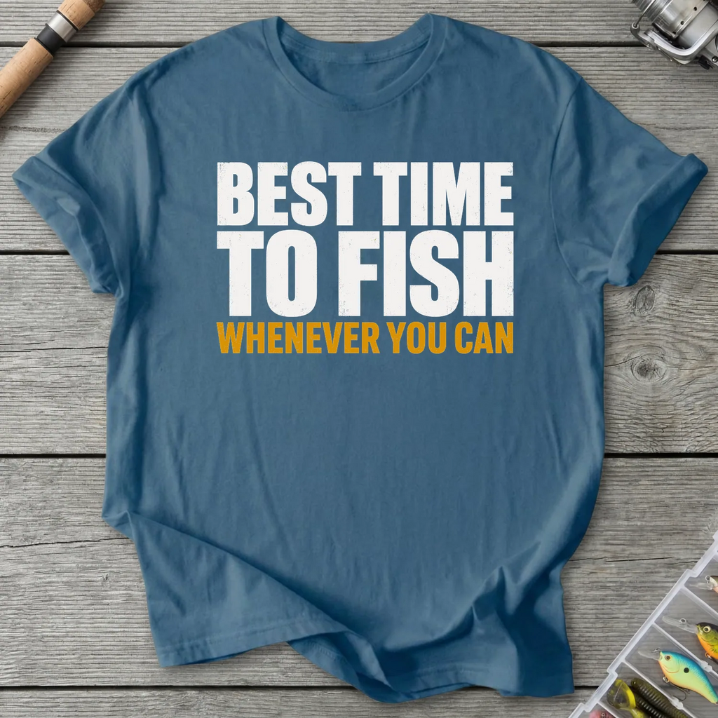 Best Time To Fish T-Shirt in Indigo Blue | River Giants Club