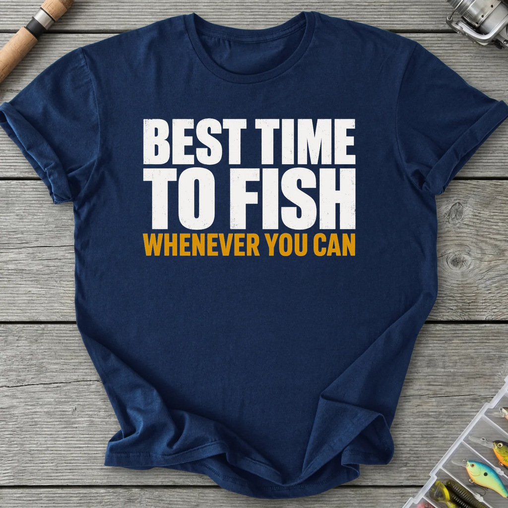 Best Time To Fish T-Shirt in Navy | River Giants Club