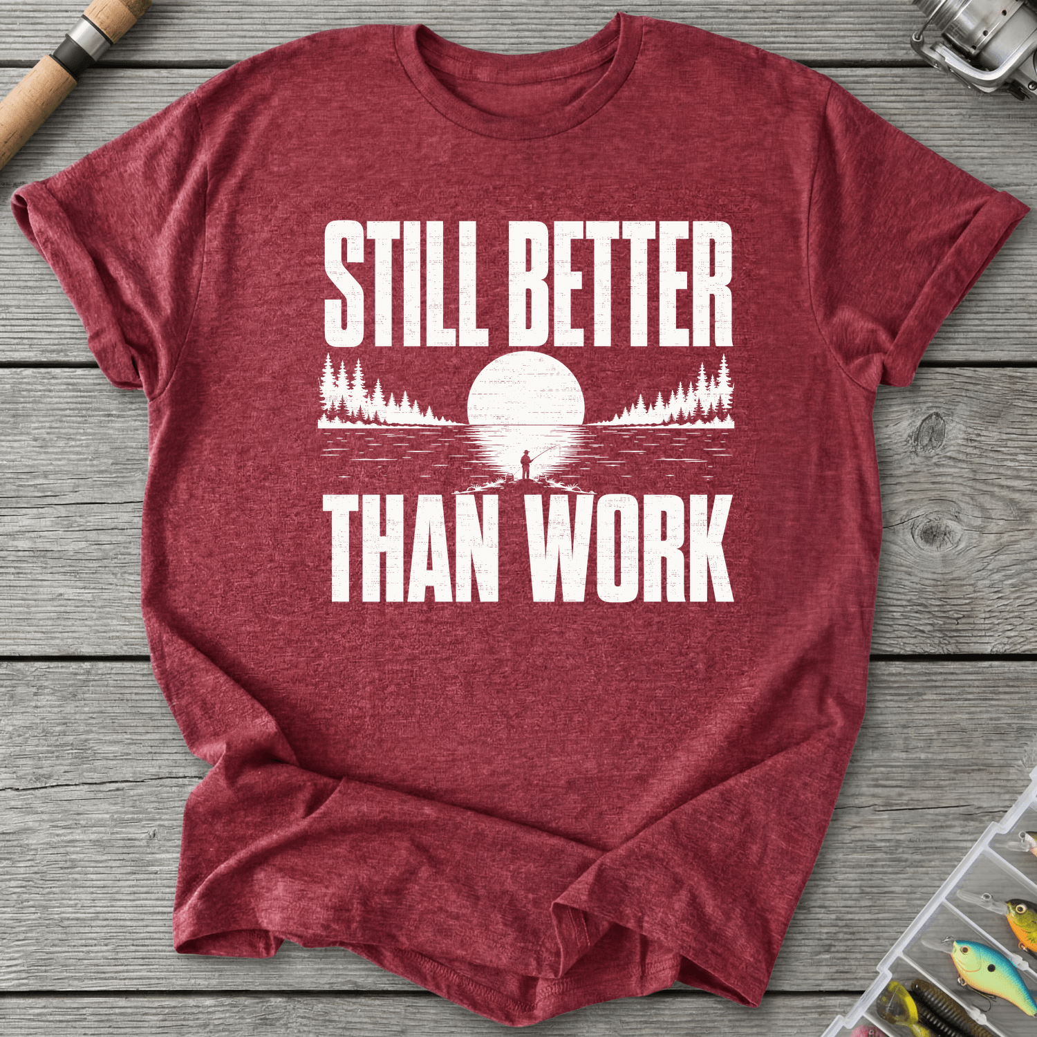 Better Than Work T-Shirt in Heather Cardinal | River Giants Club