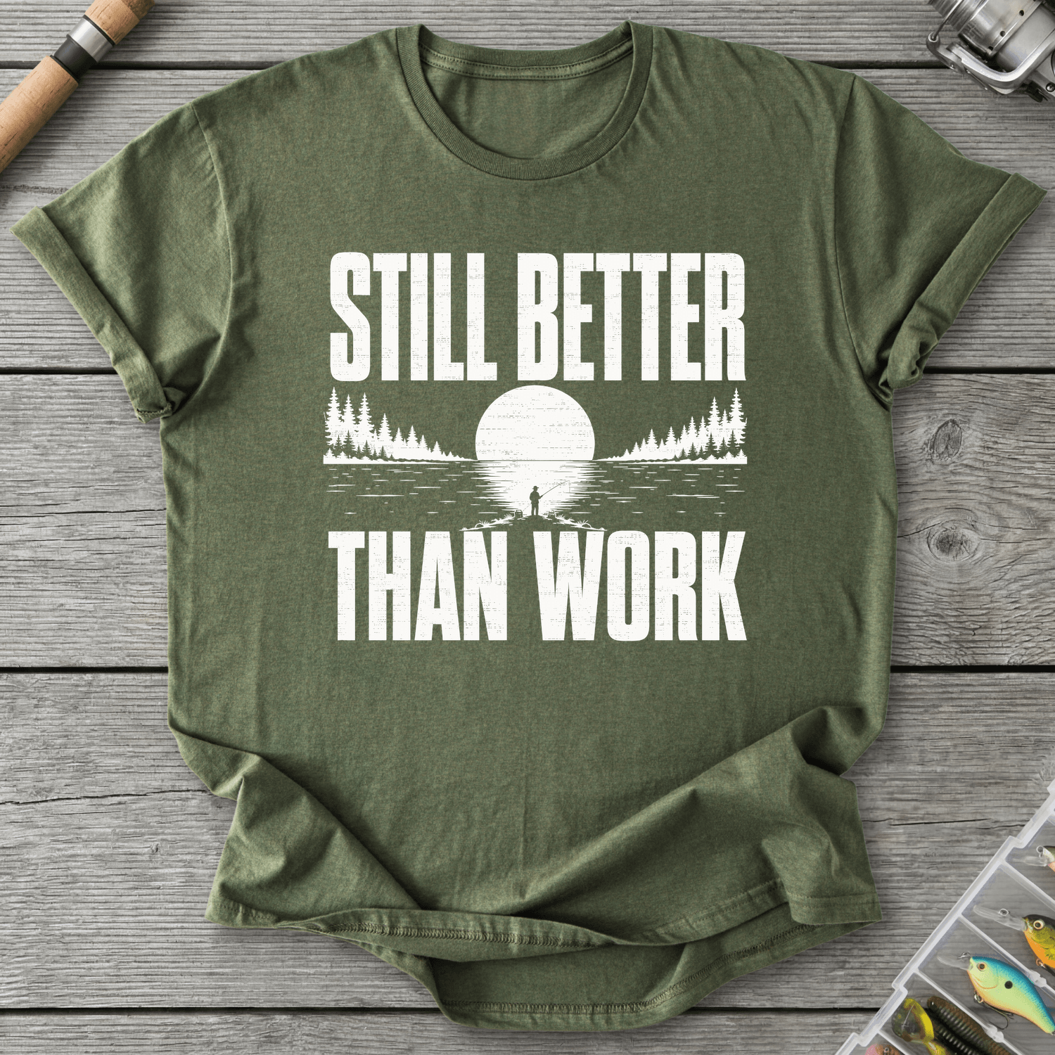 Better Than Work T-Shirt in Military Green | River Giants Club