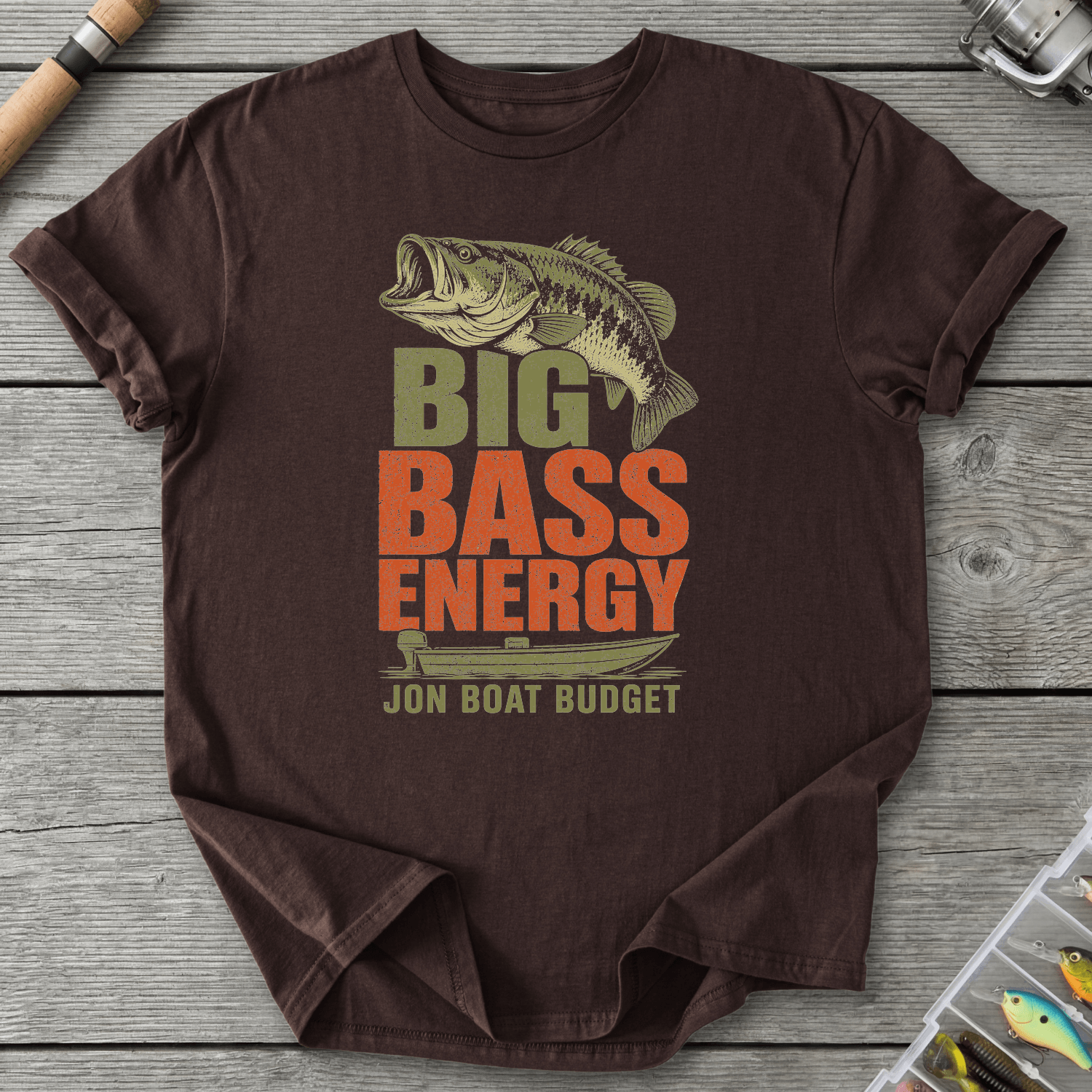 Big Bass Energy T-Shirt in Dark Chocolate | River Giants Club