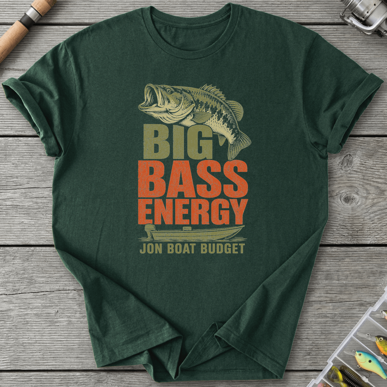 Big Bass Energy T-Shirt in Forest Green | River Giants Club