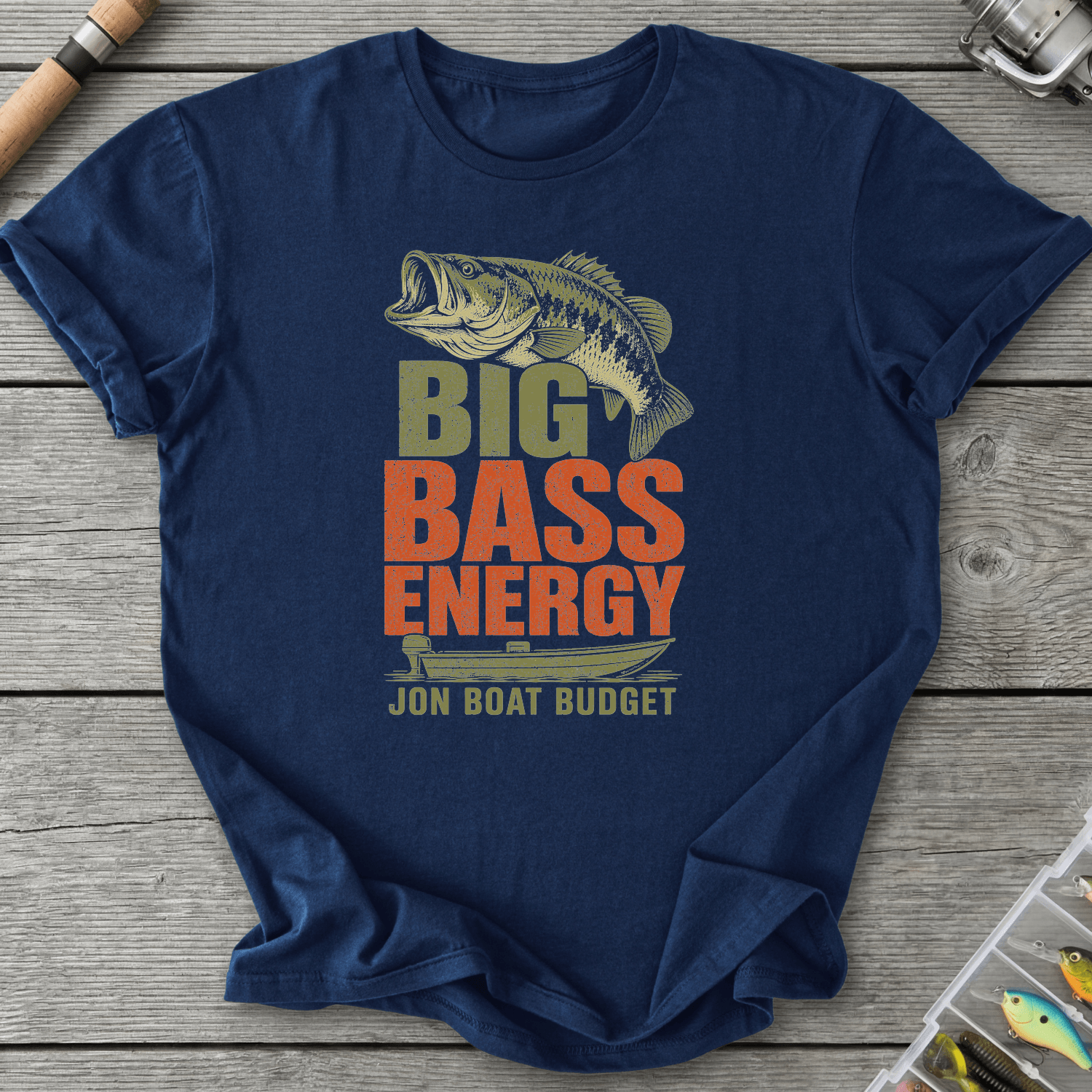 Big Bass Energy T-Shirt in Navy | River Giants Club